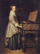 Hendrick Martensz Sorgh Girl at a virginal oil